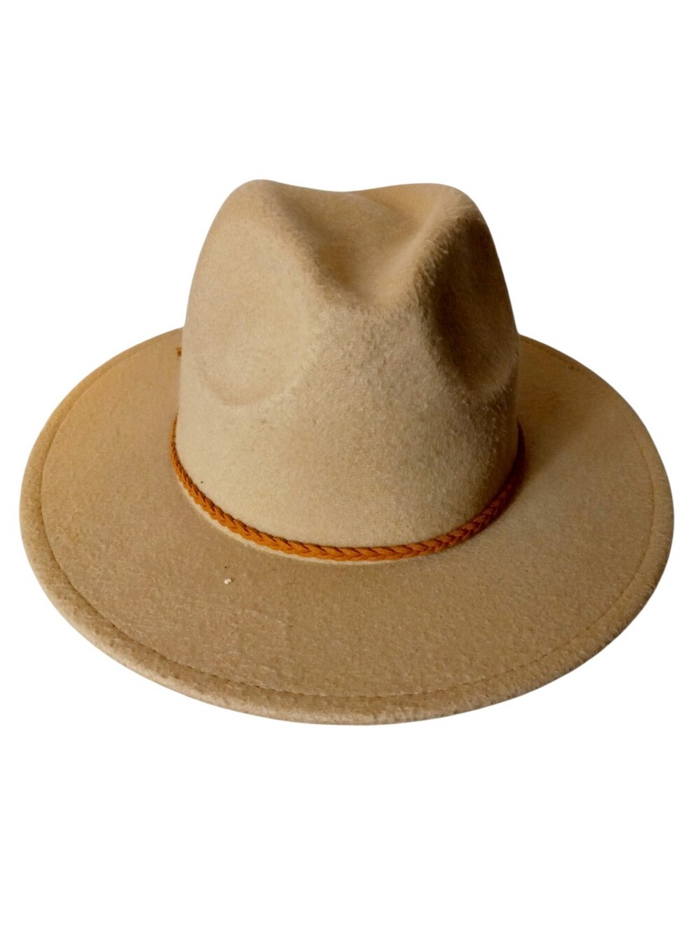 Marc And Mel Wide-Brim Felt Fedora Hat - Tan 23in Inside Head Width